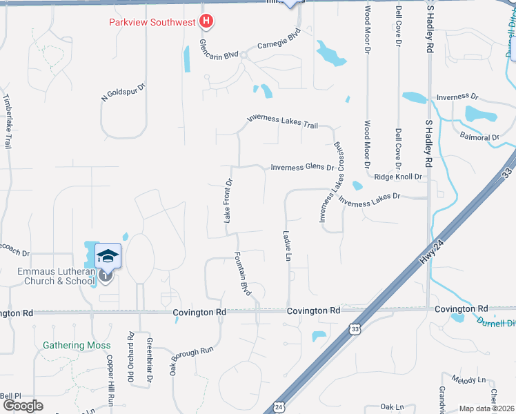 map of restaurants, bars, coffee shops, grocery stores, and more near 7918 Shady Lake Drive in Fort Wayne