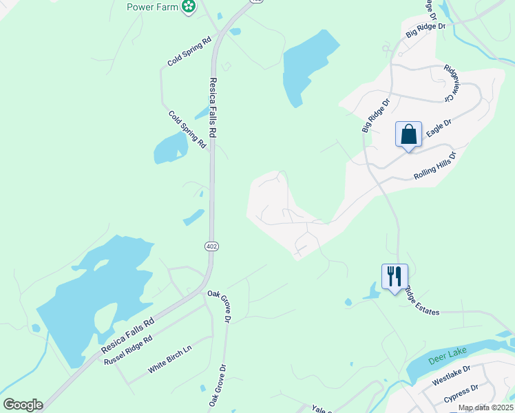 map of restaurants, bars, coffee shops, grocery stores, and more near Huntington Road in Kunkletown