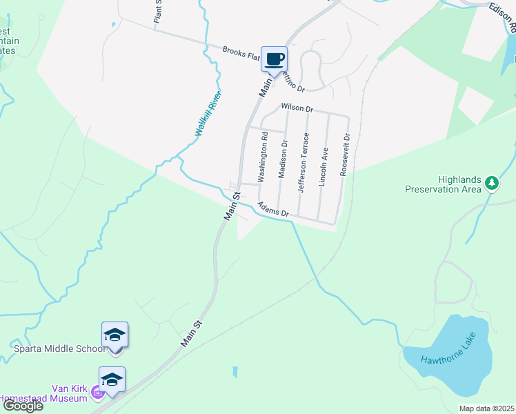 map of restaurants, bars, coffee shops, grocery stores, and more near 10 Adams Drive in Ogdensburg