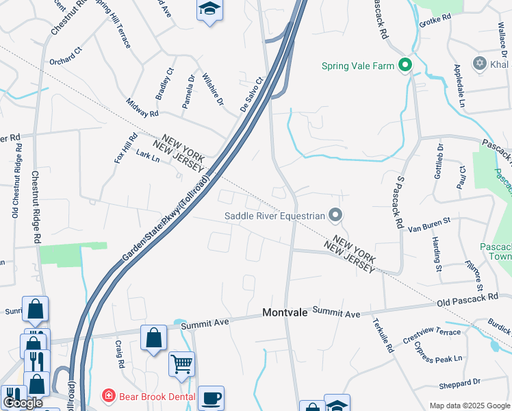 map of restaurants, bars, coffee shops, grocery stores, and more near 31 Upper Saddle River Road in Montvale