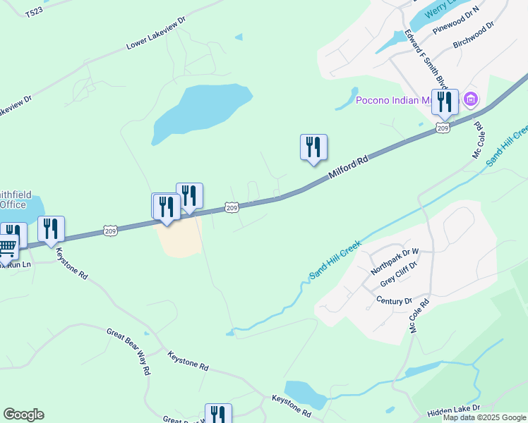 map of restaurants, bars, coffee shops, grocery stores, and more near 329 Maple Lane in East Stroudsburg