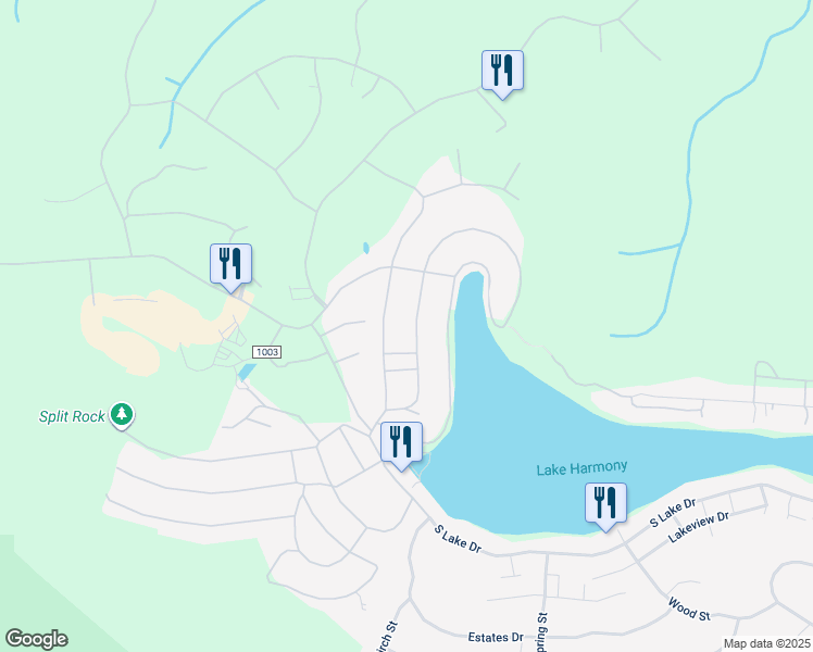 map of restaurants, bars, coffee shops, grocery stores, and more near 83 Crest Drive in Lake Harmony