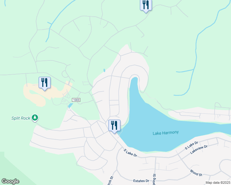map of restaurants, bars, coffee shops, grocery stores, and more near 83 Crest Drive in Lake Harmony