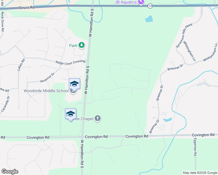 map of restaurants, bars, coffee shops, grocery stores, and more near 12719 Covington Road in Fort Wayne