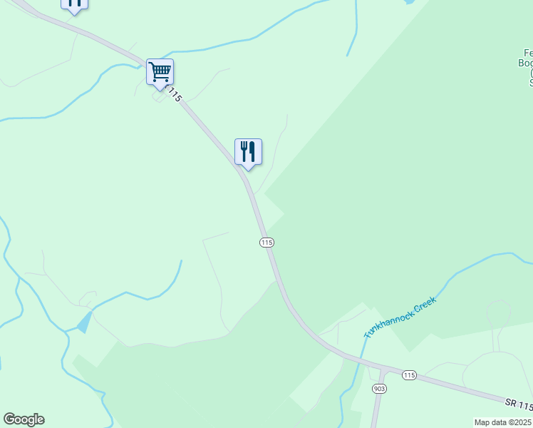 map of restaurants, bars, coffee shops, grocery stores, and more near 5078 Pennsylvania 115 in Blakeslee
