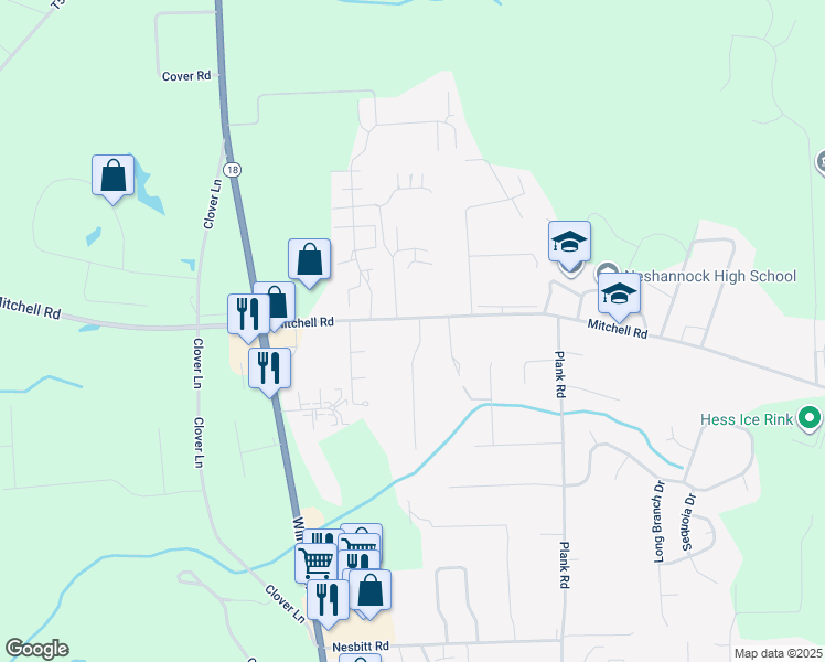 map of restaurants, bars, coffee shops, grocery stores, and more near 4228 Mitchell Road in New Castle