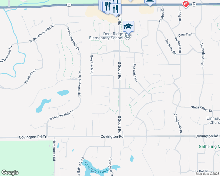 map of restaurants, bars, coffee shops, grocery stores, and more near 10314 Greenoak Boulevard in Fort Wayne