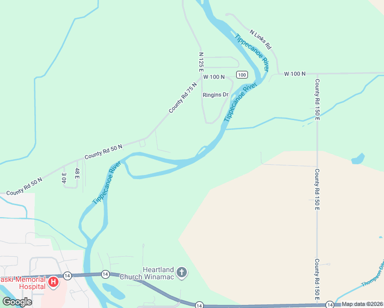 map of restaurants, bars, coffee shops, grocery stores, and more near 849 East 75 North in Winamac