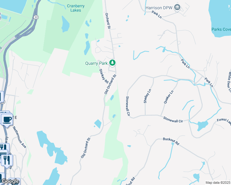 map of restaurants, bars, coffee shops, grocery stores, and more near 1460 Old Orchard Street in Westchester County