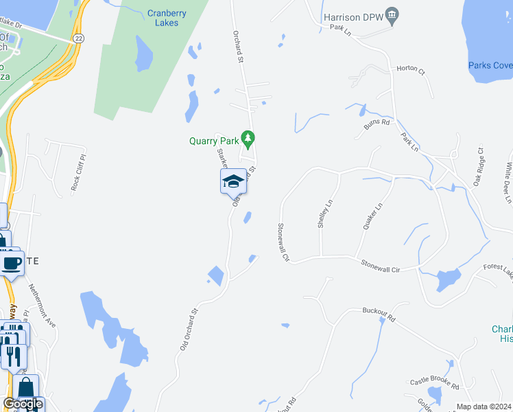 map of restaurants, bars, coffee shops, grocery stores, and more near 1460 Old Orchard Street in Westchester County