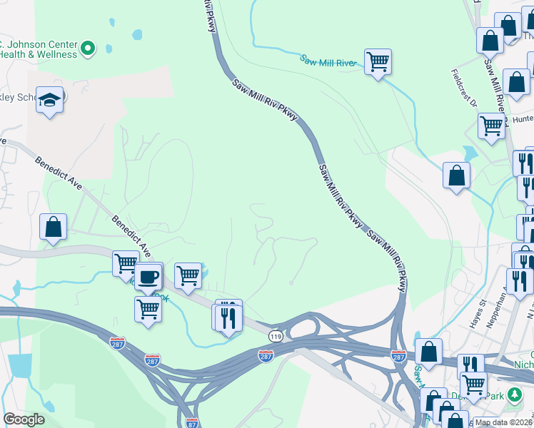 map of restaurants, bars, coffee shops, grocery stores, and more near 1804 Dorset Drive in Tarrytown