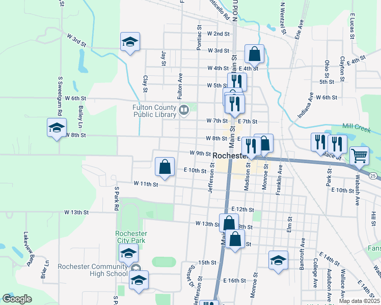 map of restaurants, bars, coffee shops, grocery stores, and more near 328 West 9th Street in Rochester