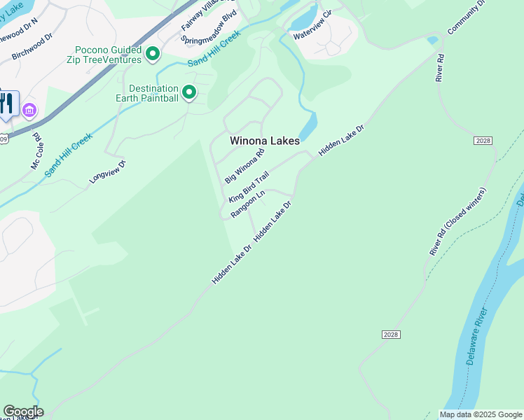 map of restaurants, bars, coffee shops, grocery stores, and more near 8208 Chinook Lane in East Stroudsburg