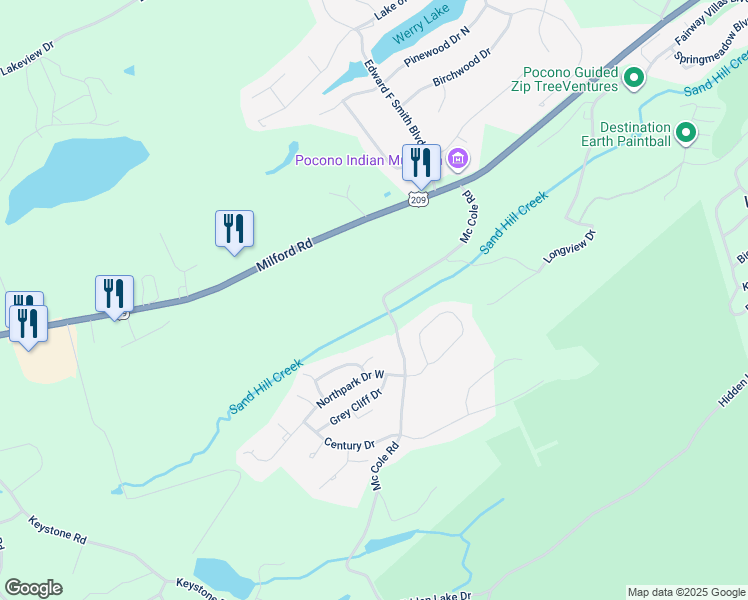 map of restaurants, bars, coffee shops, grocery stores, and more near 265 Mc Cole Road in East Stroudsburg