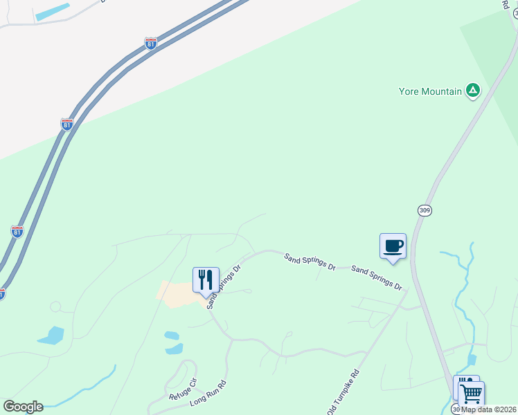 map of restaurants, bars, coffee shops, grocery stores, and more near 14 Autumn Fern Court in Drums