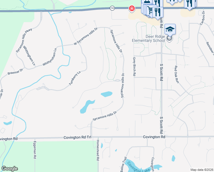 map of restaurants, bars, coffee shops, grocery stores, and more near 10825 Carnoustie Lane in Fort Wayne