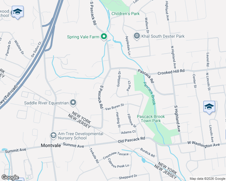 map of restaurants, bars, coffee shops, grocery stores, and more near 724 Pascack Road in Pearl River
