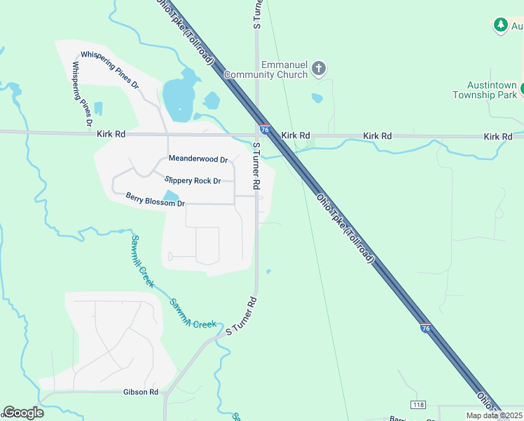 map of restaurants, bars, coffee shops, grocery stores, and more near 3505 South Turner Road in Canfield
