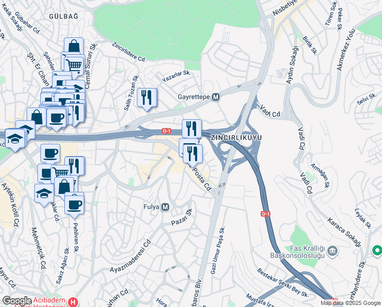 map of restaurants, bars, coffee shops, grocery stores, and more near 2 Villa Caddesi in Şişli