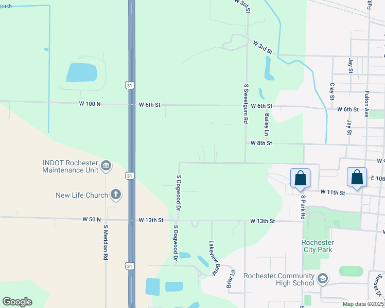 map of restaurants, bars, coffee shops, grocery stores, and more near 1238-1398 West 9th Street in Rochester