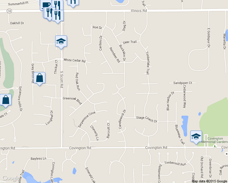 map of restaurants, bars, coffee shops, grocery stores, and more near 9614 Tallow Dr in Fort Wayne