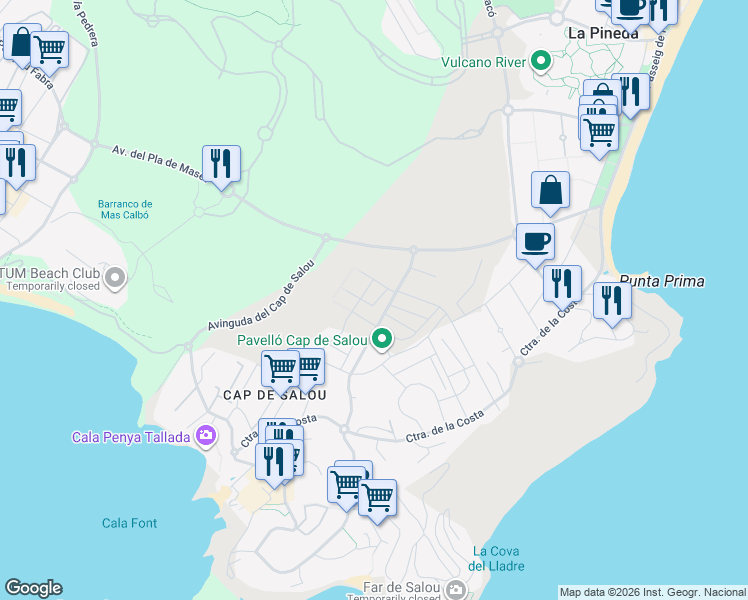 map of restaurants, bars, coffee shops, grocery stores, and more near 9 Carrer del Romaní in Salou