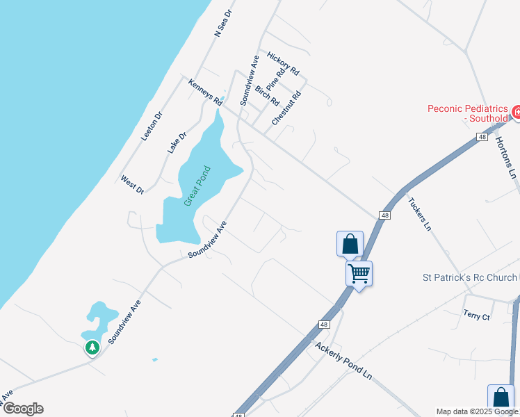 map of restaurants, bars, coffee shops, grocery stores, and more near 435 Road H in Southold
