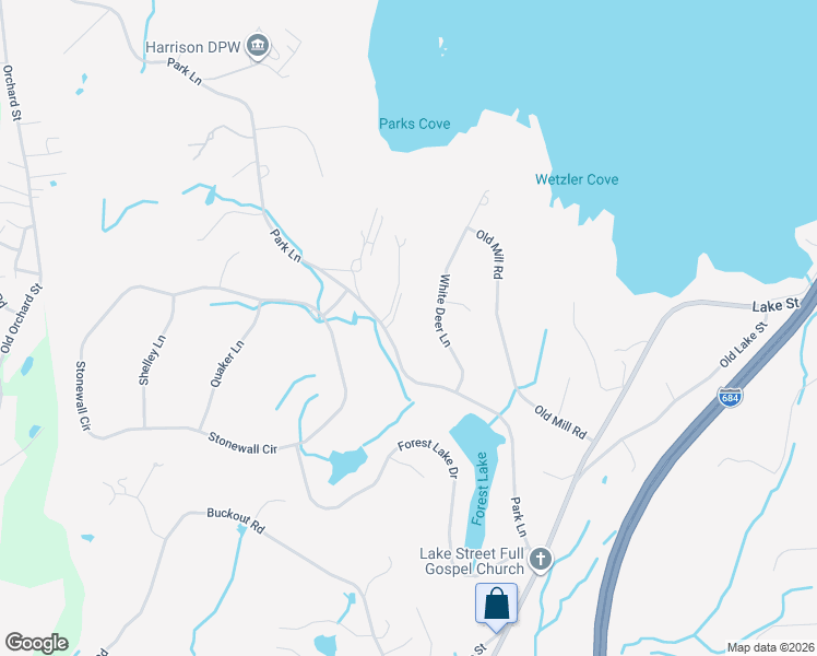 map of restaurants, bars, coffee shops, grocery stores, and more near 48 Park Lane in Harrison