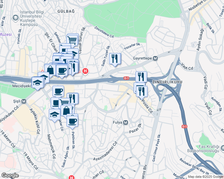 map of restaurants, bars, coffee shops, grocery stores, and more near in 