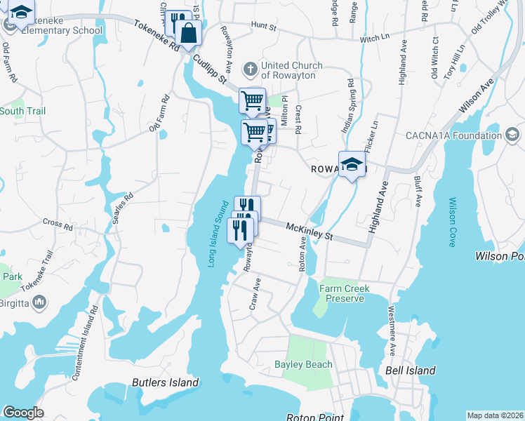 map of restaurants, bars, coffee shops, grocery stores, and more near 7 McKinley Street in Norwalk