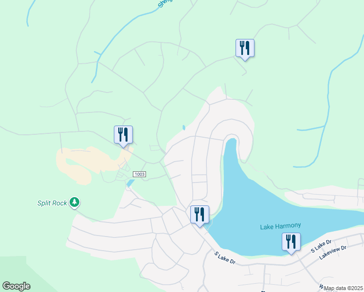 map of restaurants, bars, coffee shops, grocery stores, and more near 492 Moseywood Road in Albrightsville