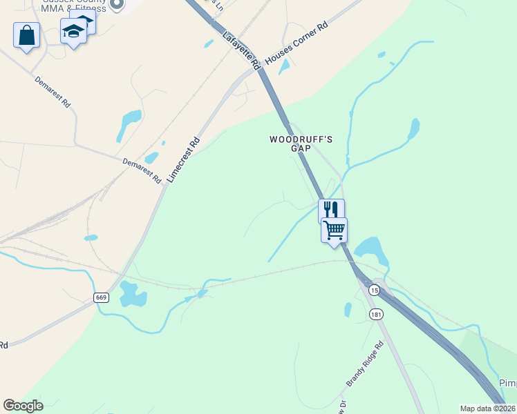 map of restaurants, bars, coffee shops, grocery stores, and more near 34 Primrose Lane in Sparta