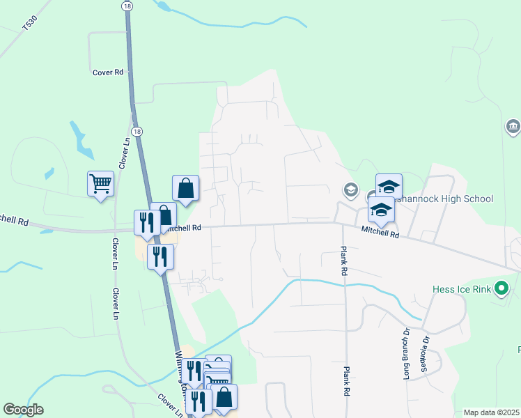 map of restaurants, bars, coffee shops, grocery stores, and more near 4228 Mitchell Road in New Castle
