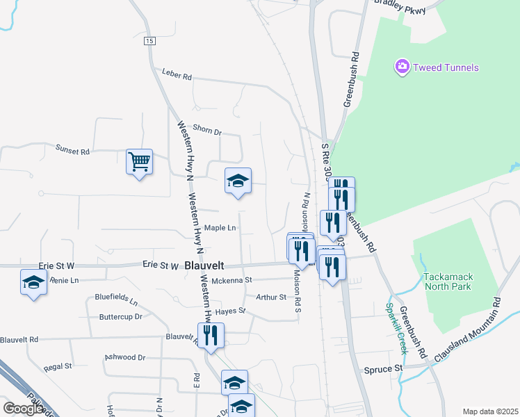 map of restaurants, bars, coffee shops, grocery stores, and more near 110 Cottage Lane in Blauvelt
