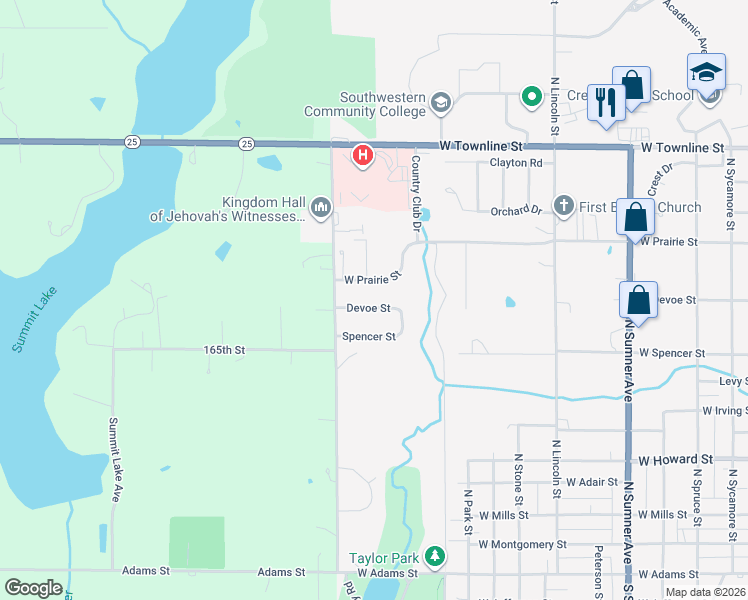 map of restaurants, bars, coffee shops, grocery stores, and more near 1700-1798 Devoe St in Creston