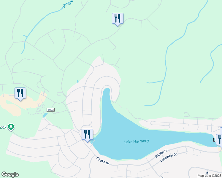 map of restaurants, bars, coffee shops, grocery stores, and more near 70 Lake Drive in Lake Harmony