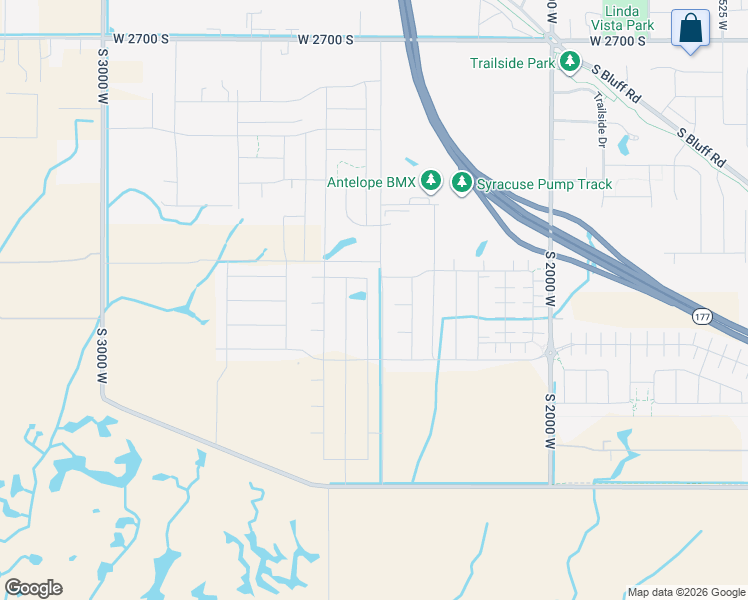 map of restaurants, bars, coffee shops, grocery stores, and more near 3281 South 2410 West in Syracuse