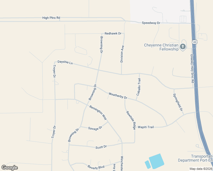 map of restaurants, bars, coffee shops, grocery stores, and more near 977 Dayshia Ln in Cheyenne