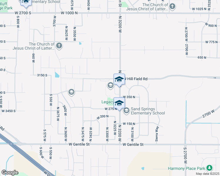 map of restaurants, bars, coffee shops, grocery stores, and more near 411 North 3200 West in Layton
