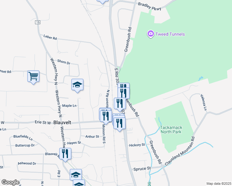 map of restaurants, bars, coffee shops, grocery stores, and more near 598 New York 303 in Blauvelt
