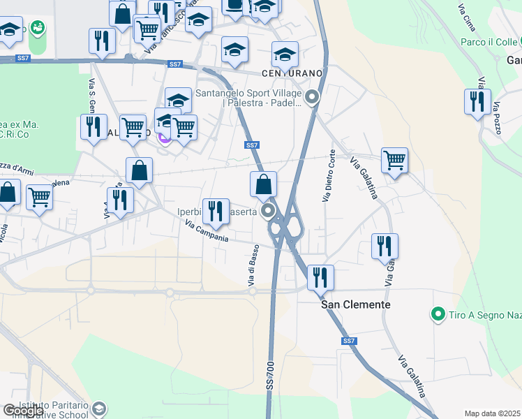 map of restaurants, bars, coffee shops, grocery stores, and more near 20 Via Tedeschi in Caserta