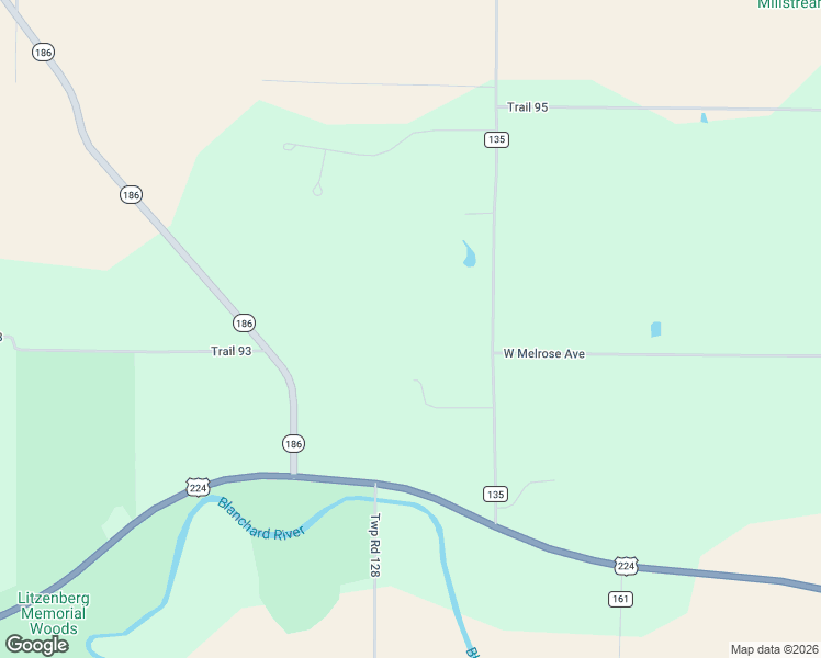 map of restaurants, bars, coffee shops, grocery stores, and more near 6904 Township Road 135 in Findlay