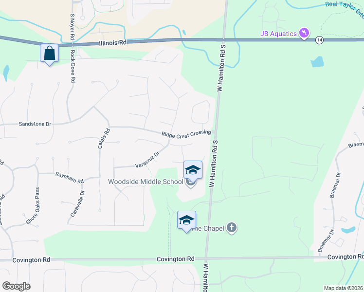 map of restaurants, bars, coffee shops, grocery stores, and more near 13077 Lanark Place in Fort Wayne