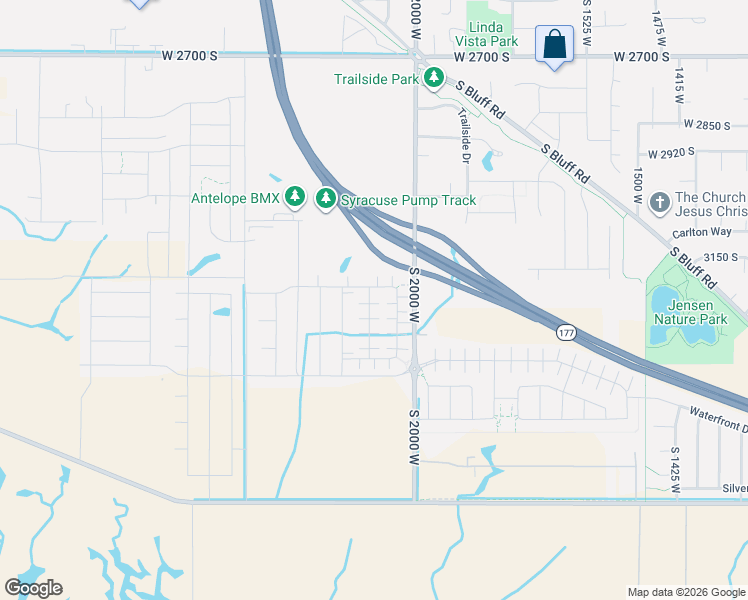 map of restaurants, bars, coffee shops, grocery stores, and more near 2092 West 3250 South in Syracuse