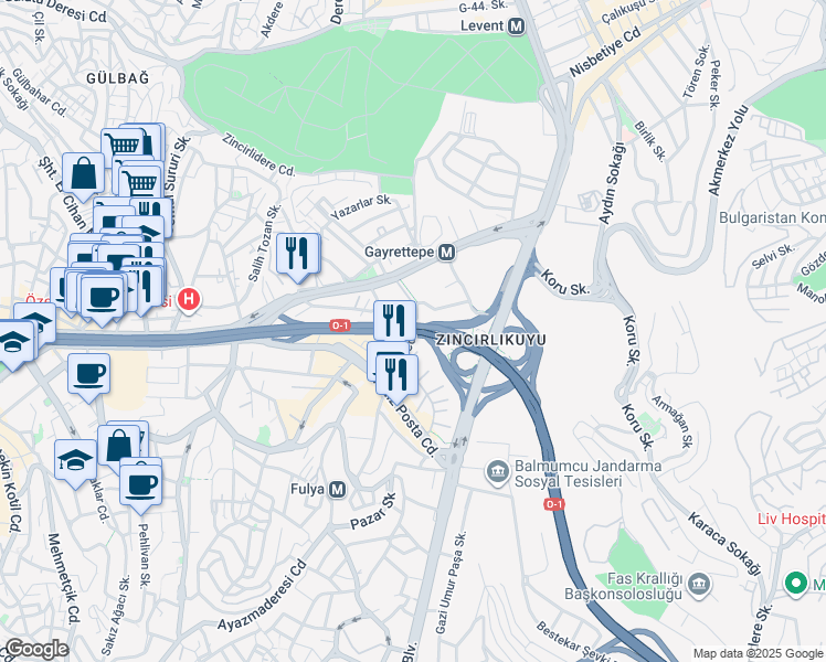 map of restaurants, bars, coffee shops, grocery stores, and more near 2 Villa Caddesi in Şişli
