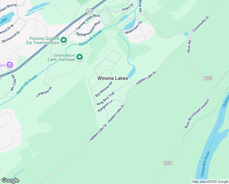map of restaurants, bars, coffee shops, grocery stores, and more near King Bird Trail in East Stroudsburg