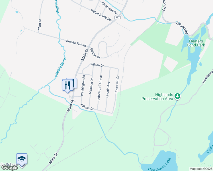 map of restaurants, bars, coffee shops, grocery stores, and more near 16 Lincoln Avenue in Ogdensburg