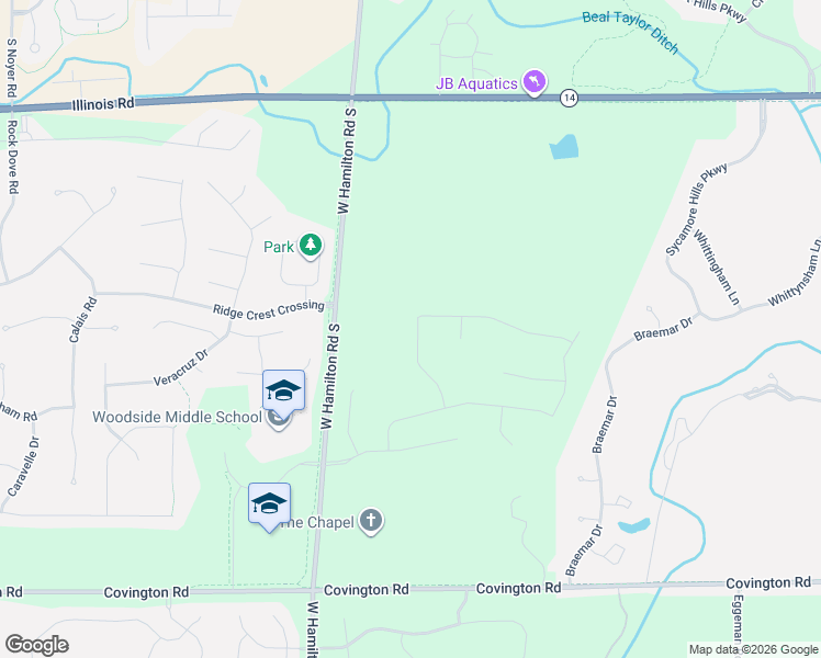 map of restaurants, bars, coffee shops, grocery stores, and more near 12719 Covington Road in Fort Wayne