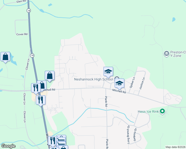 map of restaurants, bars, coffee shops, grocery stores, and more near 4145 Bristol Lane in New Castle