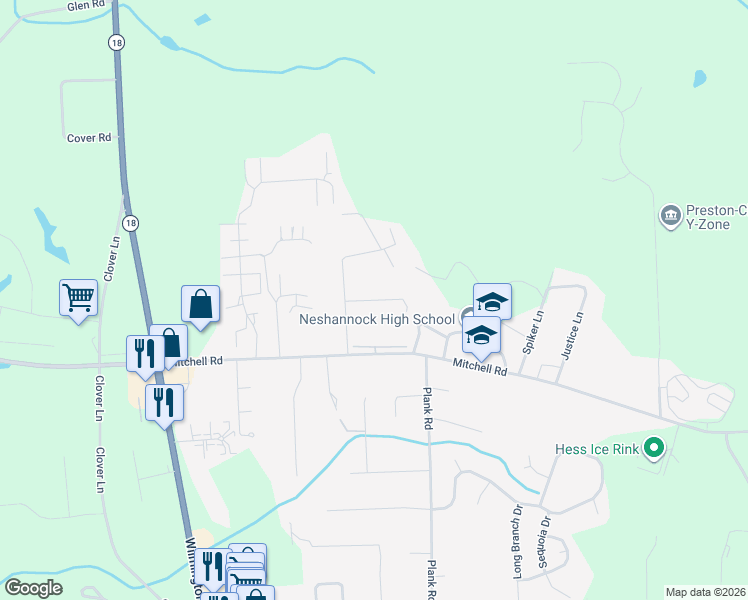 map of restaurants, bars, coffee shops, grocery stores, and more near 4145 Bristol Lane in New Castle